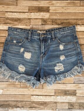Free People Distressed Frayed Hem Women's Denim Shorts